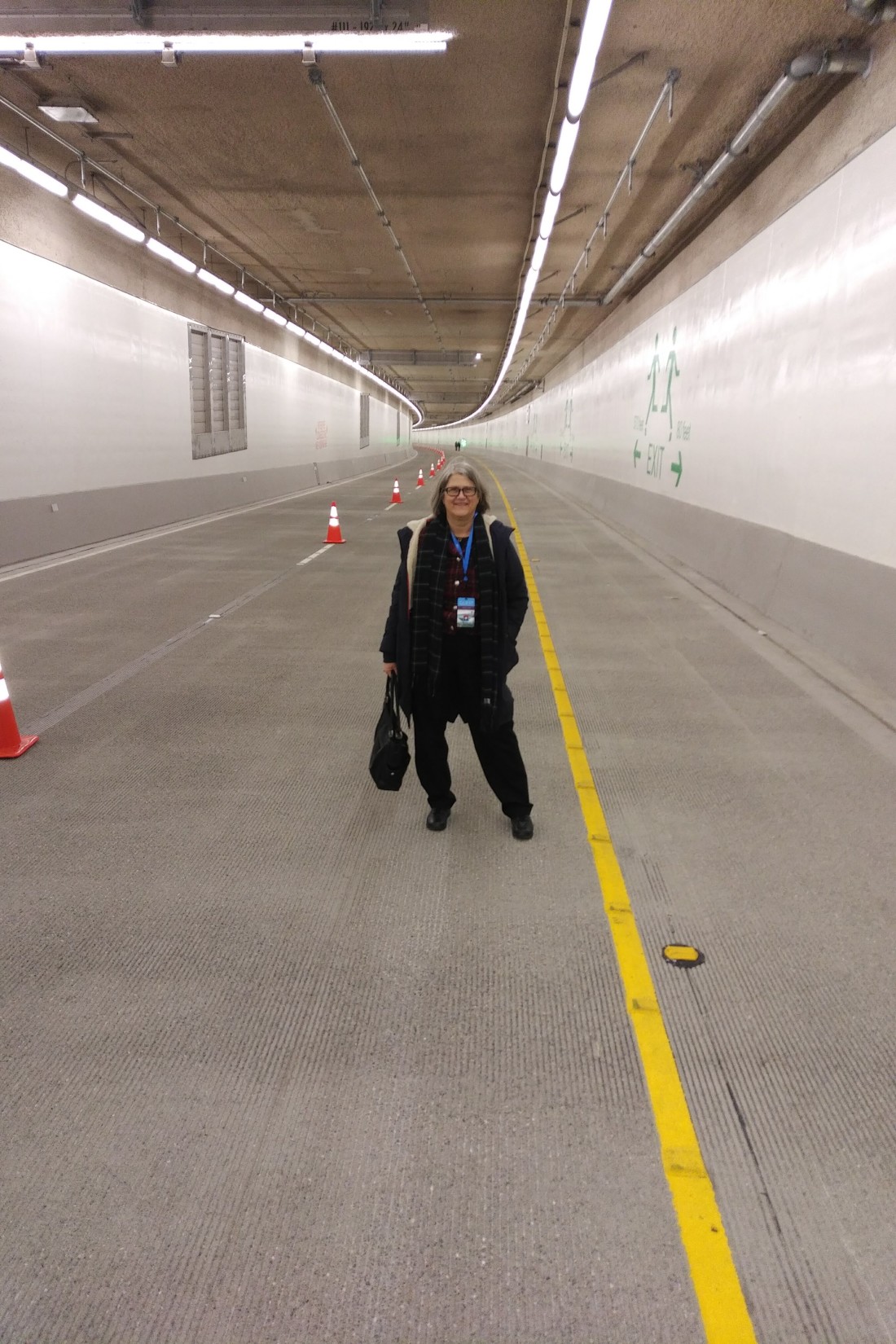 Nancy Smith in the completed SR-99 tunnel